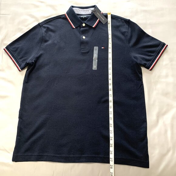 NWT Tommy Hilfiger Polo Shirt Men Regular Fit Size M Dark Blue Short Sleeve - Picture 4 of 12